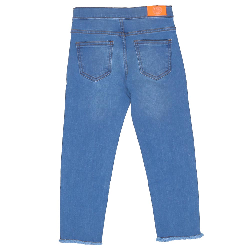 Girls Pant Denim Buttons - Lt.Blue