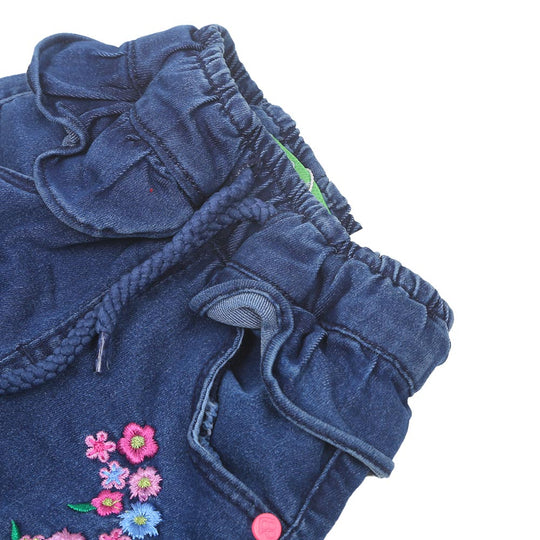 Infant Girls Pants Denim Flower Bunch - Mid Blue