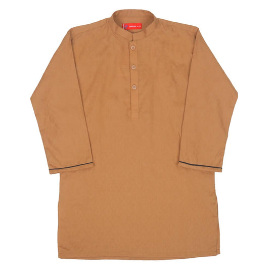 Boys Jacquard Kurta Sand - Brown