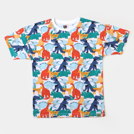 Boys T-Shirt Dino Print -White