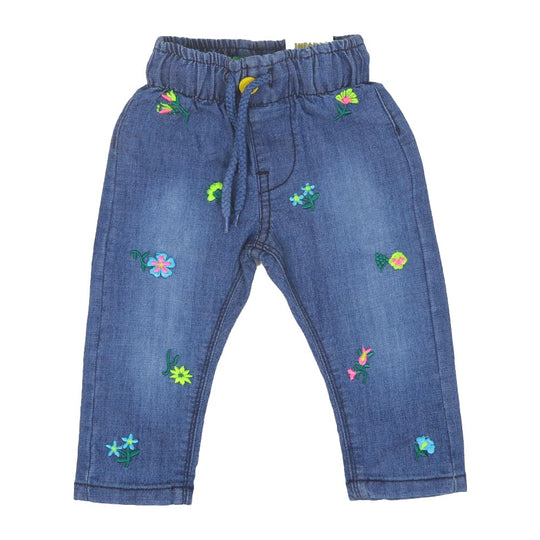 Infant Girls Pant Denim Aoe Flowers - Mid Blue