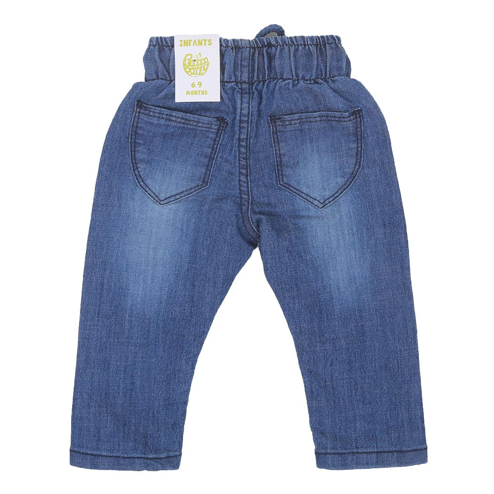 Infant Girls Pant Denim Aoe Flowers - Mid Blue