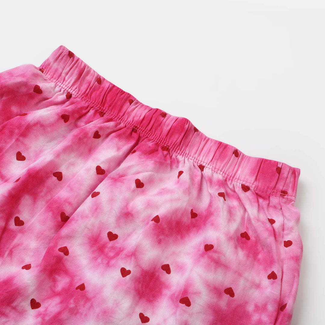 Girls Cotton Casual Skirt Tie Dye Hearts - Magenta