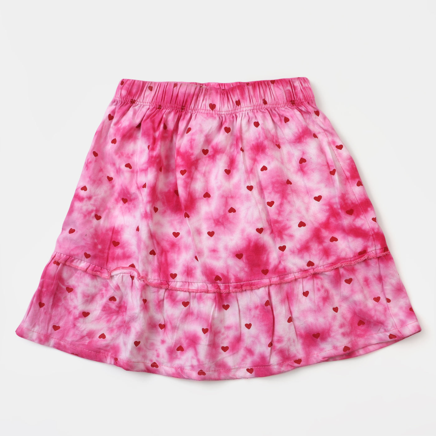 Girls Cotton Casual Skirt Tie Dye Hearts - Magenta