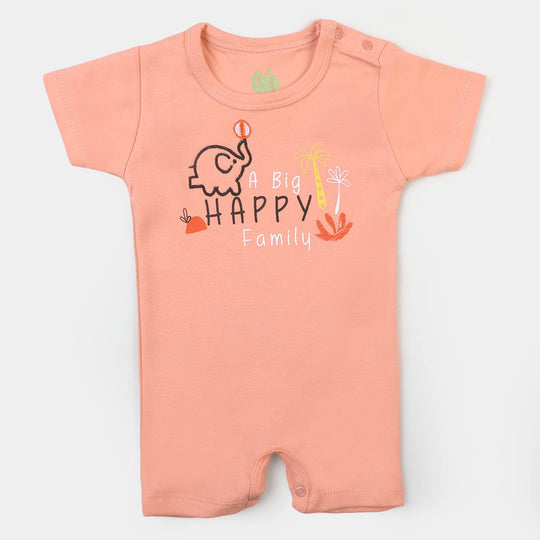 Infant Boys Knitted Romper Happy Family - Peach