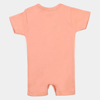 Infant Boys Knitted Romper Happy Family - Peach