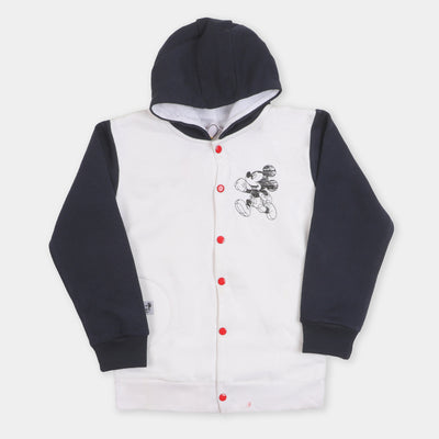 Boys Hooded Knitted Jacket - White