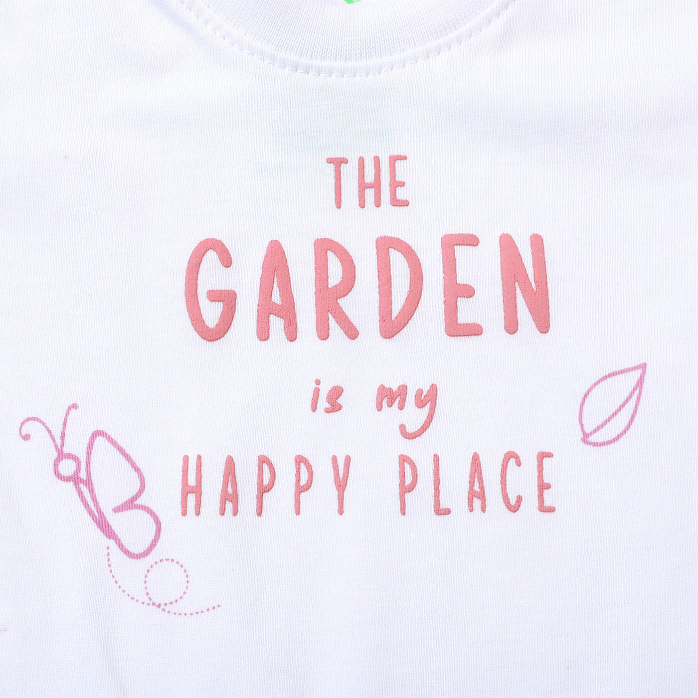 Infant Girls Cotton T-Shirt Garden - White