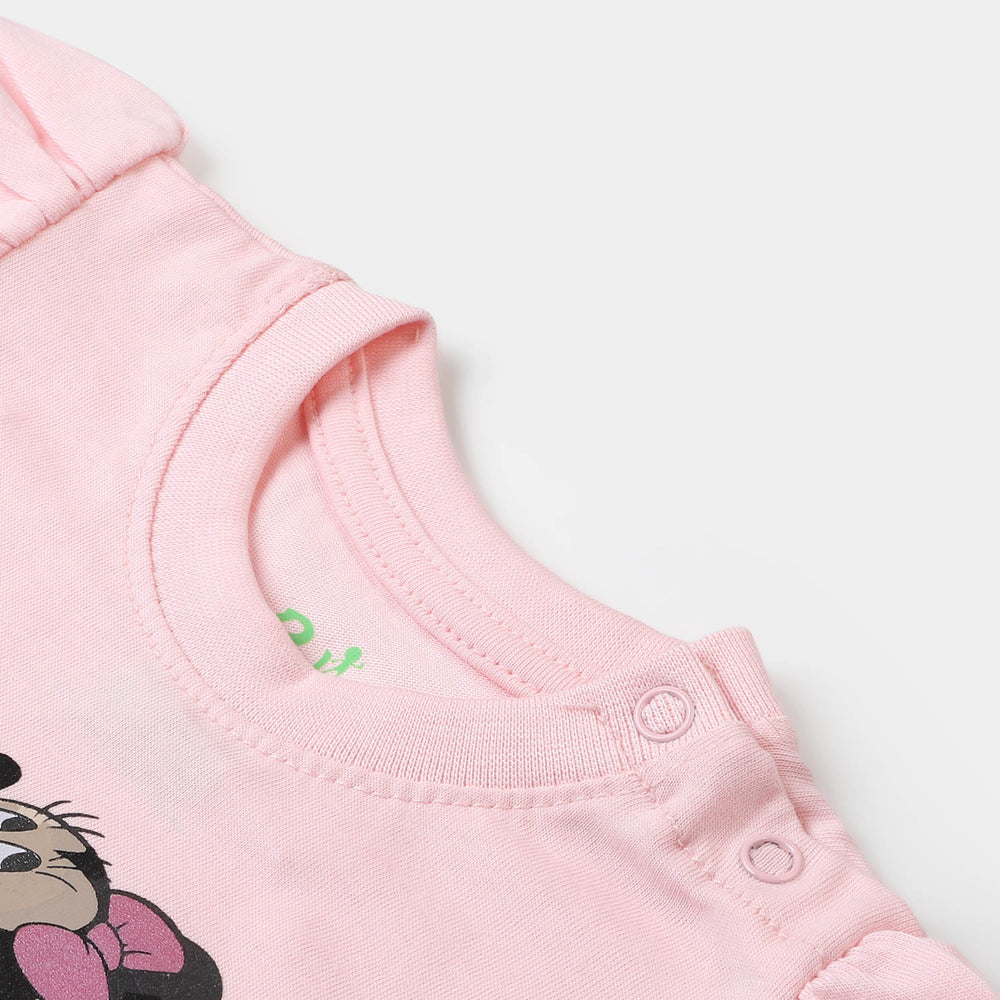 Infant Girls Cotton T-Shirt Character - Light Peach
