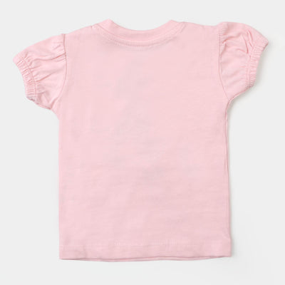 Infant Girls Cotton T-Shirt Character - Light Peach