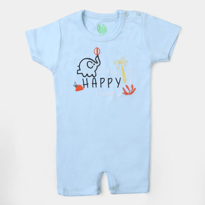 Infant Boys Knitted Romper Happy Family - Sky Blue