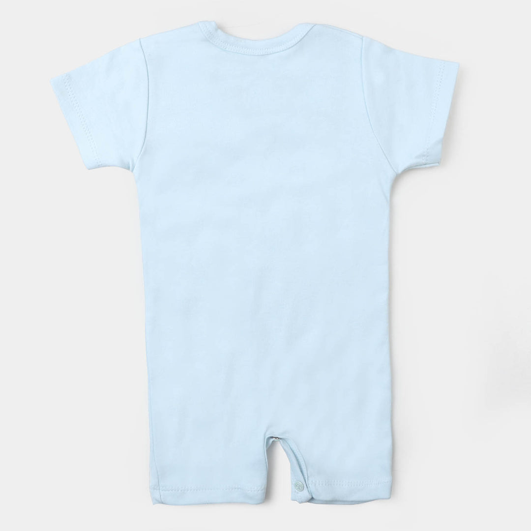 Infant Boys Knitted Romper Happy Family - Sky Blue