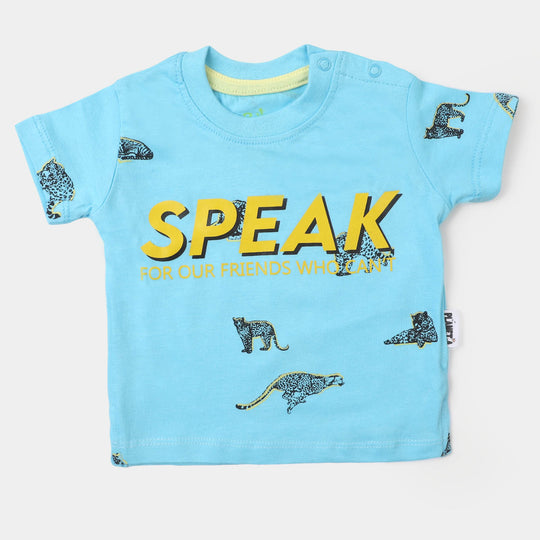 Infant Boys Cotton T-Shirt Speak - Sky Blue