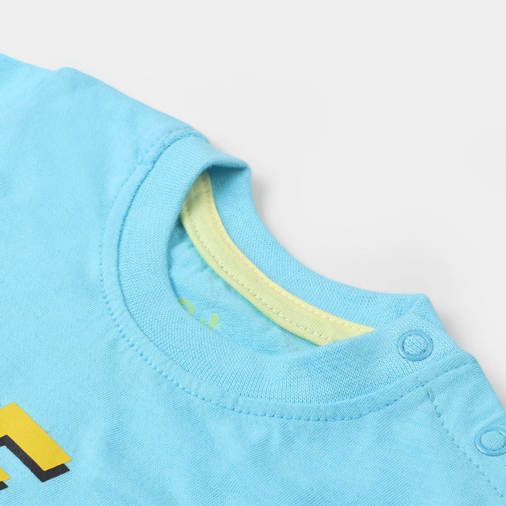 Infant Boys Cotton T-Shirt Speak - Sky Blue