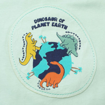 Infant Boys Cotton T-Shirt Dino Of Earth - Sea Green