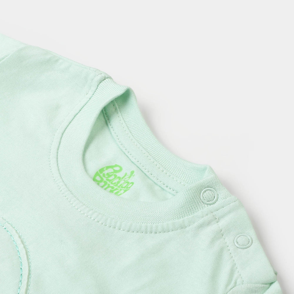 Infant Boys Cotton T-Shirt Dino Of Earth - Sea Green
