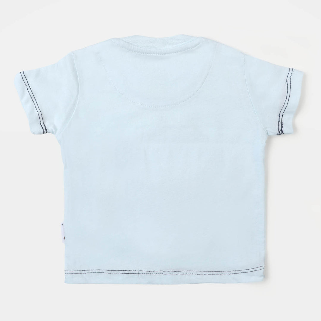 Infant Boys Cotton T-Shirt Dino Of Earth - Sky Blue