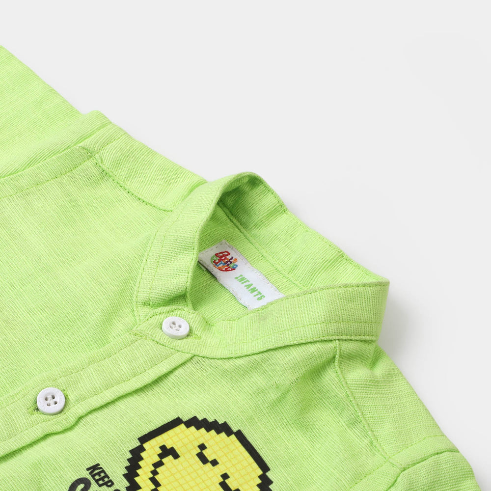 Infant Boys Cotton Casual Shirt Smiley World - Green