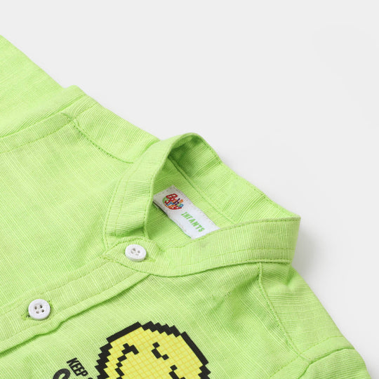 Infant Boys Cotton Casual Shirt Smiley World - Green