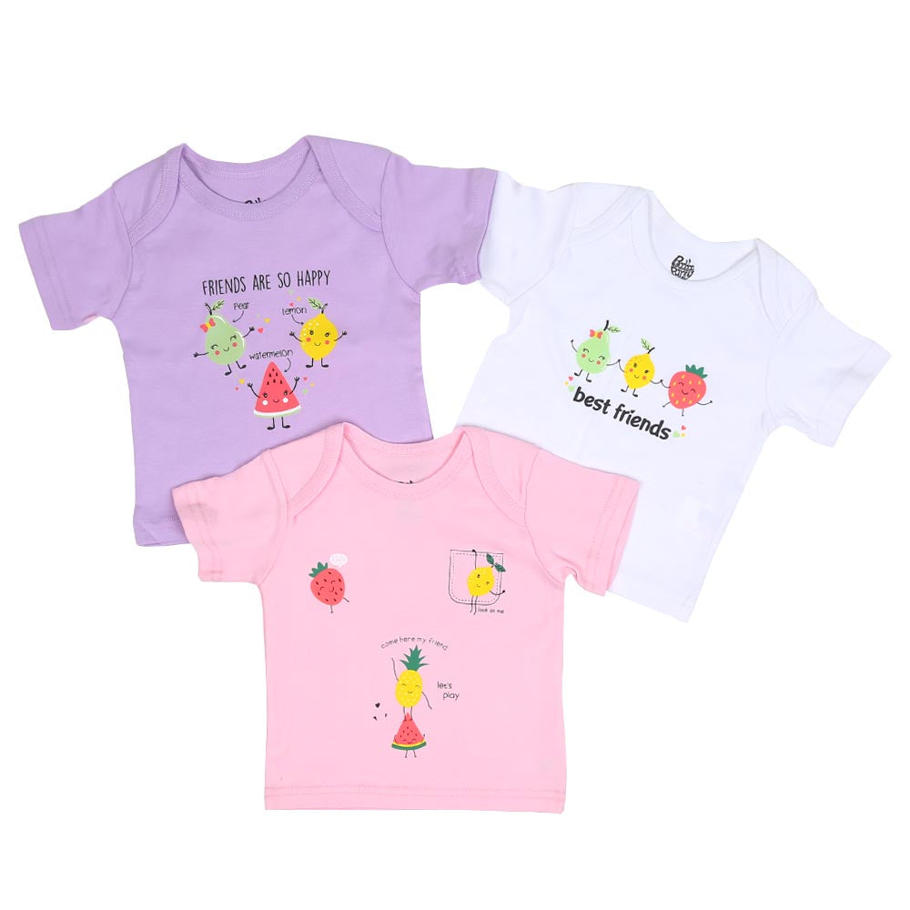 Infant Girls T-Shirt 3Pc Fruit - Mix.