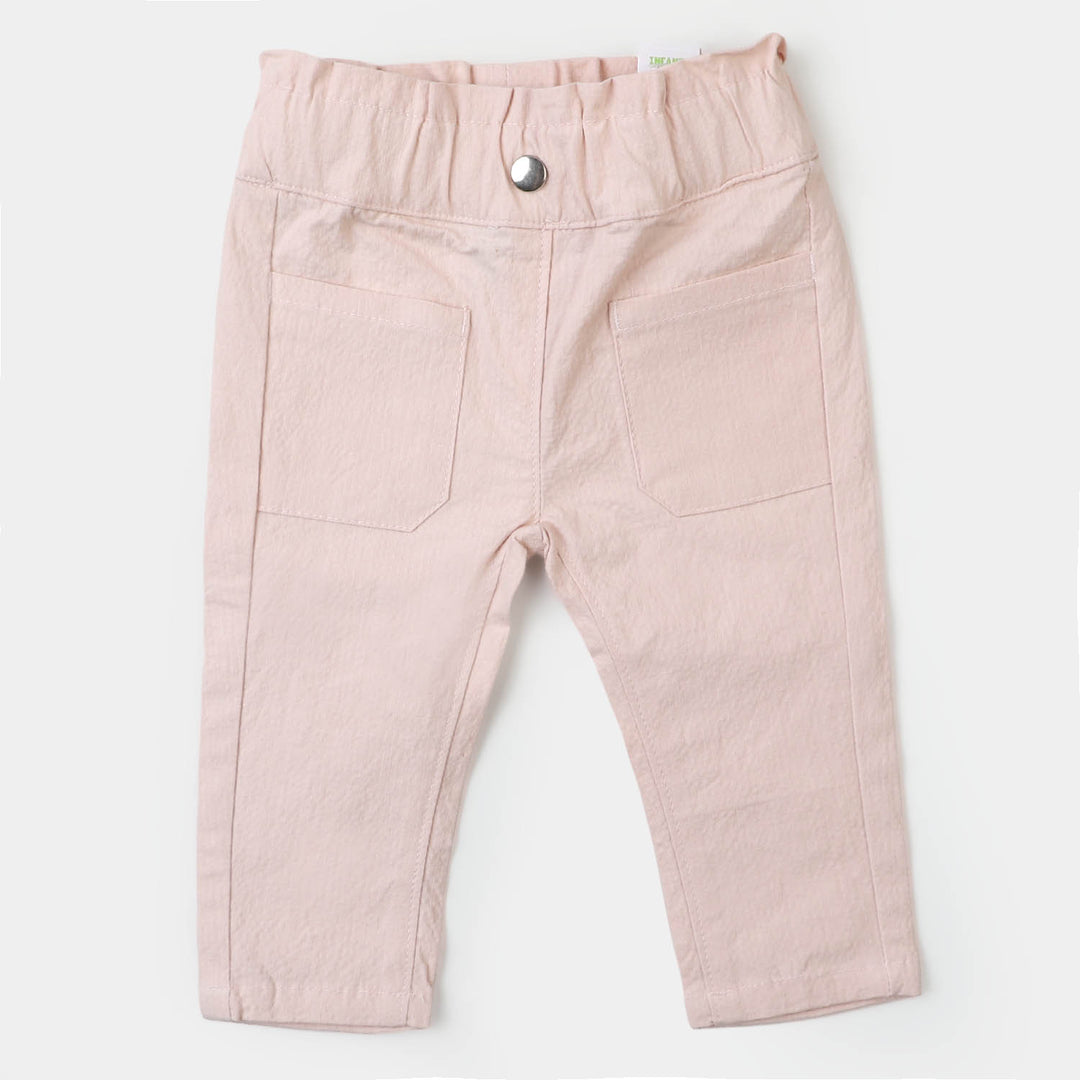 Infant Girls Cotton Pant Silver Snap - Peach