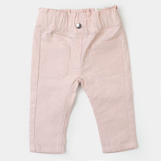 Infant Girls Cotton Pant Silver Snap - Peach