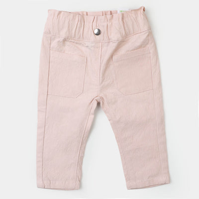 Infant Girls Cotton Pant Silver Snap - Peach