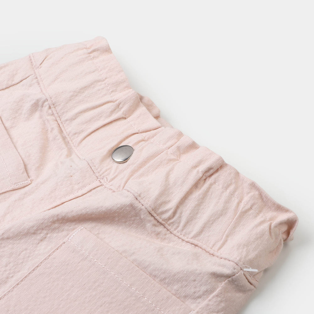 Infant Girls Cotton Pant Silver Snap - Peach