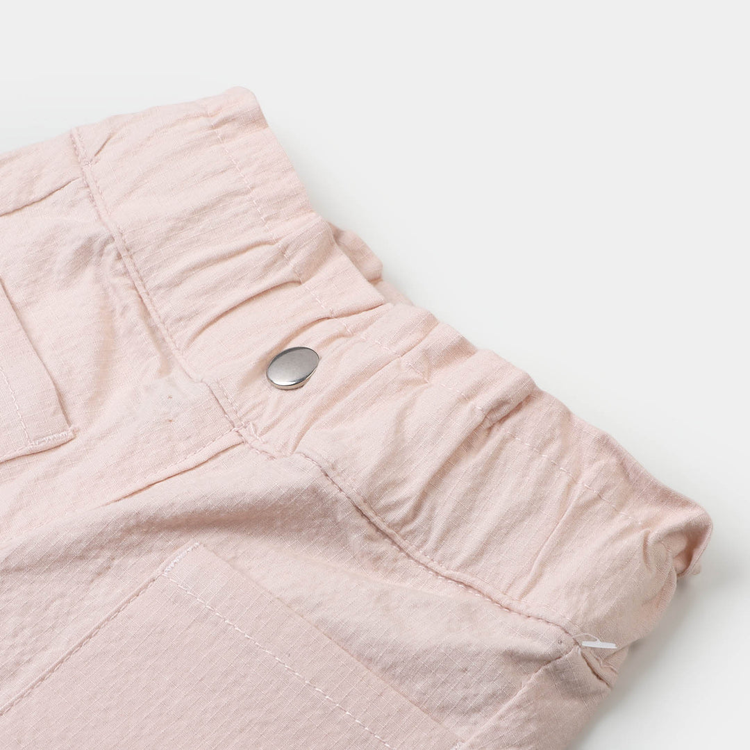Infant Girls Cotton Pant Silver Snap - Peach