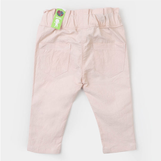 Infant Girls Cotton Pant Silver Snap - Peach
