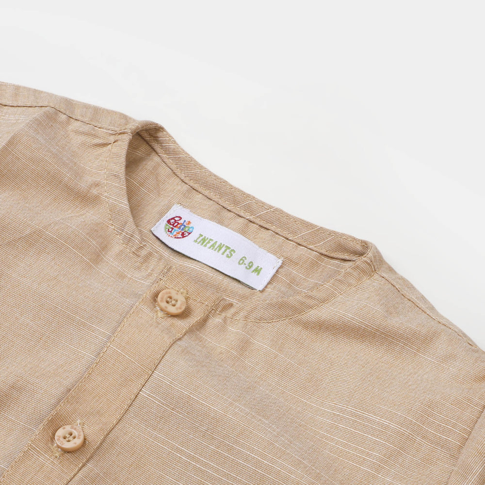 Infant Boys Cotton Basic Kurta - Khaki