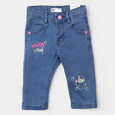 Infant Girls Denim Pant Cat Corn - Mid Blue