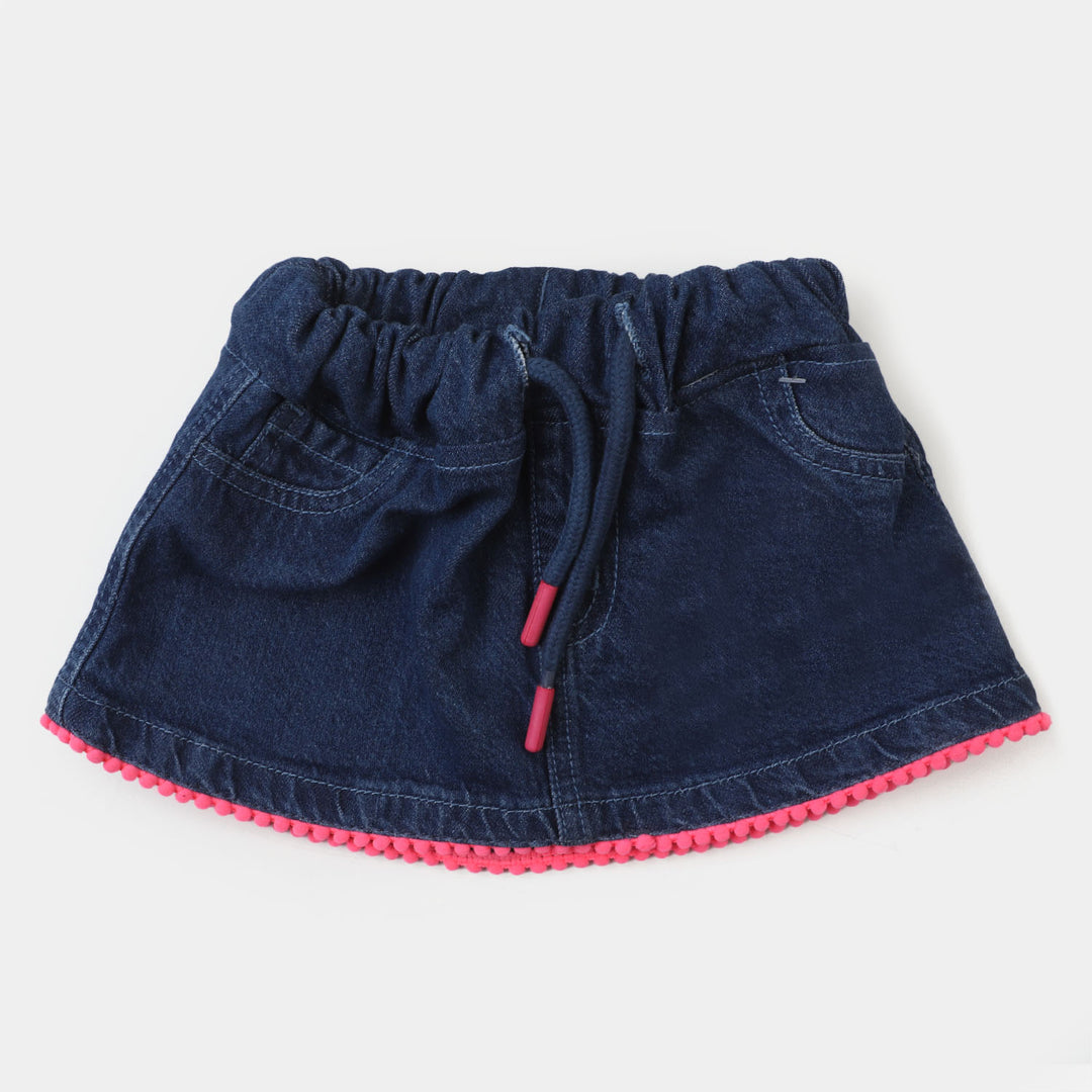 Infant Girls Denim Rib Skirt - Mid Blue