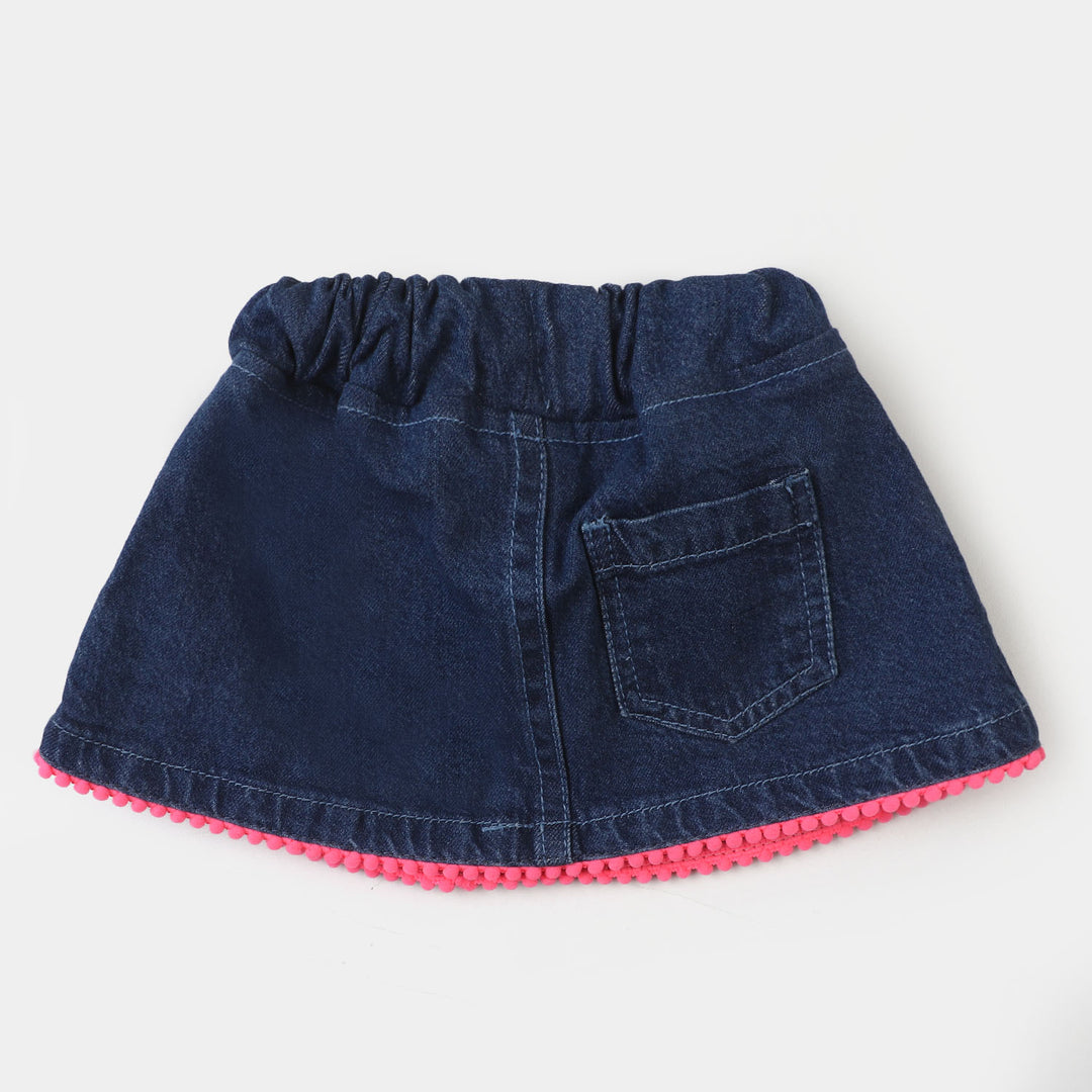 Infant Girls Denim Rib Skirt - Mid Blue