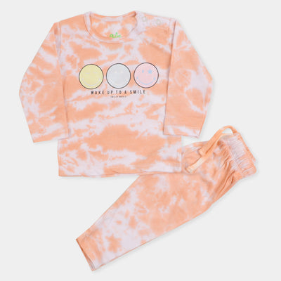 Infant Girls Knitted Suit Tie Dye - Peach