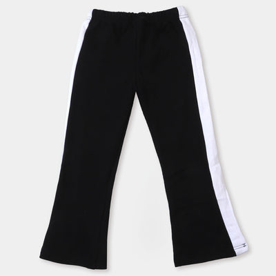 Girls Cotton Terry Pyjama Bell Bottom - Black/White