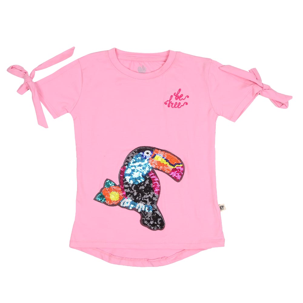 Girls T-Shirt H/S Applique - Pink A Boo