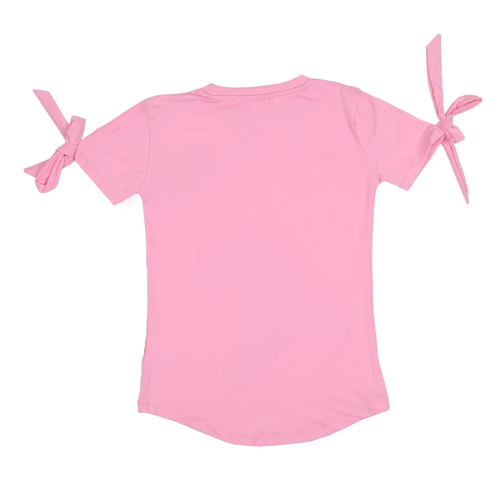 Girls T-Shirt H/S Applique - Pink A Boo