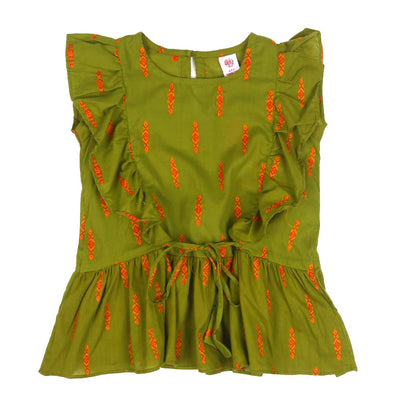 Girls Casual Top Olive Girl - Green