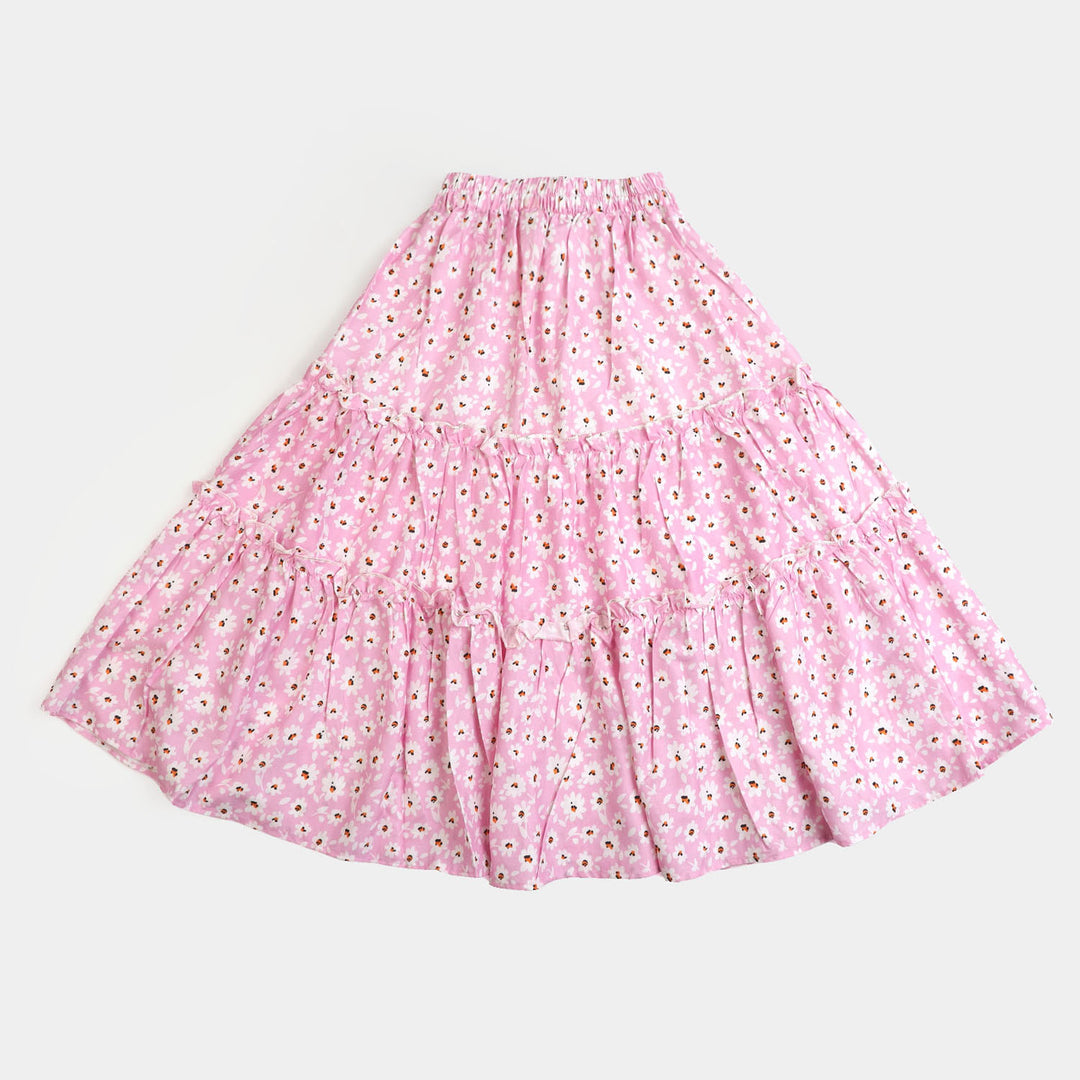 Girls Digital Print Long Skirt Grace - Pink