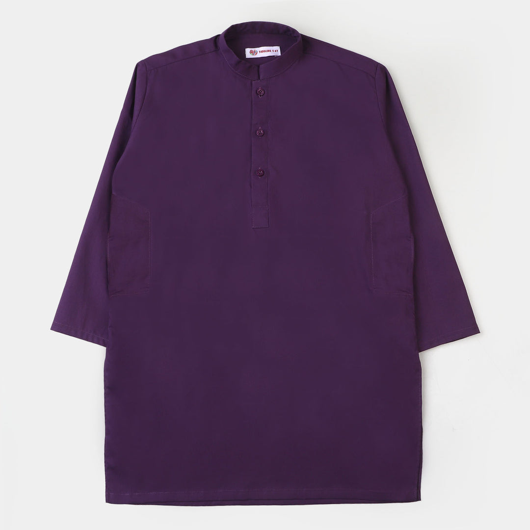 Boys Cotton Basic Kurta - Purple