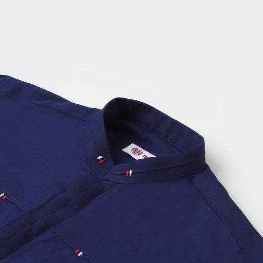 Teens Boys Cotton Styling Kurta - Navy