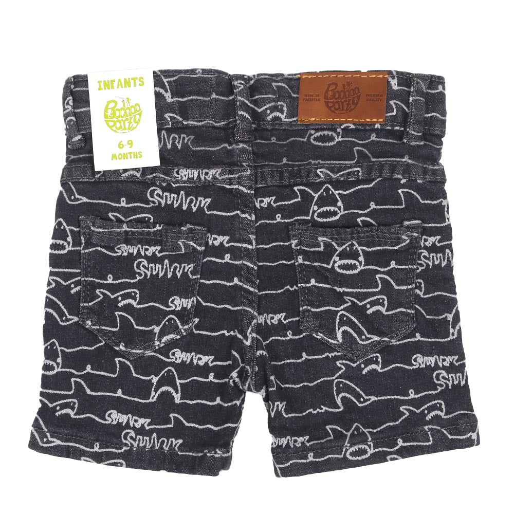 Infant Boys Short Denim Shark Waves DC - GREY