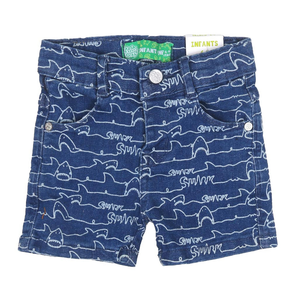 Infant Boys Short Denim Shark Waves DC - Mid Blue