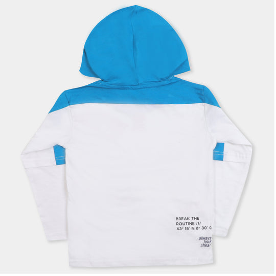 Boys Hooded T-Shirt Just Be Ready - B. White