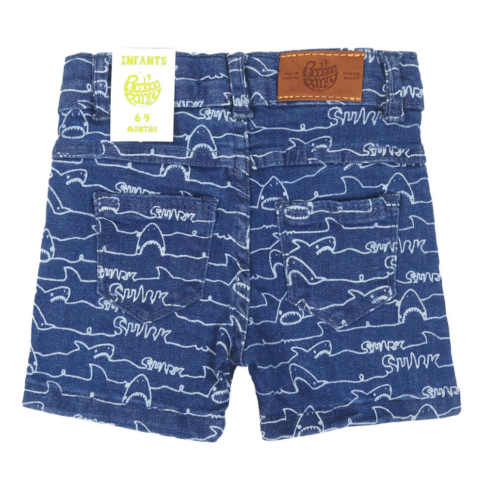 Infant Boys Short Denim Shark Waves DC - Mid Blue