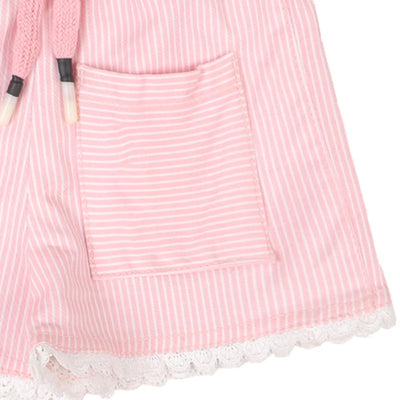 Girls Cotton Shorts Stripe - Pink Strip