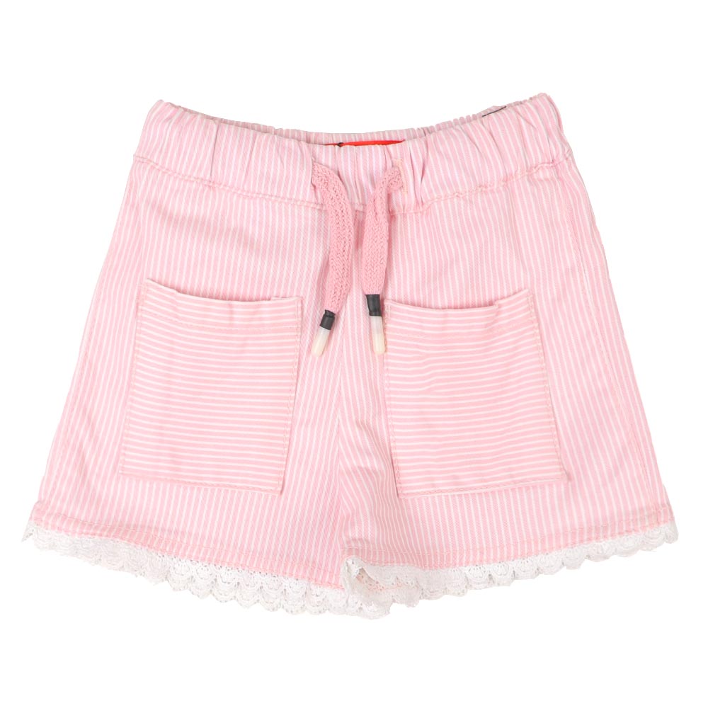 Girls Cotton Shorts Stripe - Pink Strip