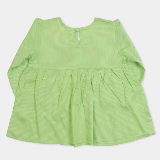 Girls Embroidered Top Flowers - Green