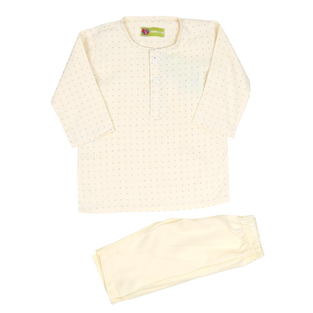 Infant Boys Pajama Suit Dots - Cream